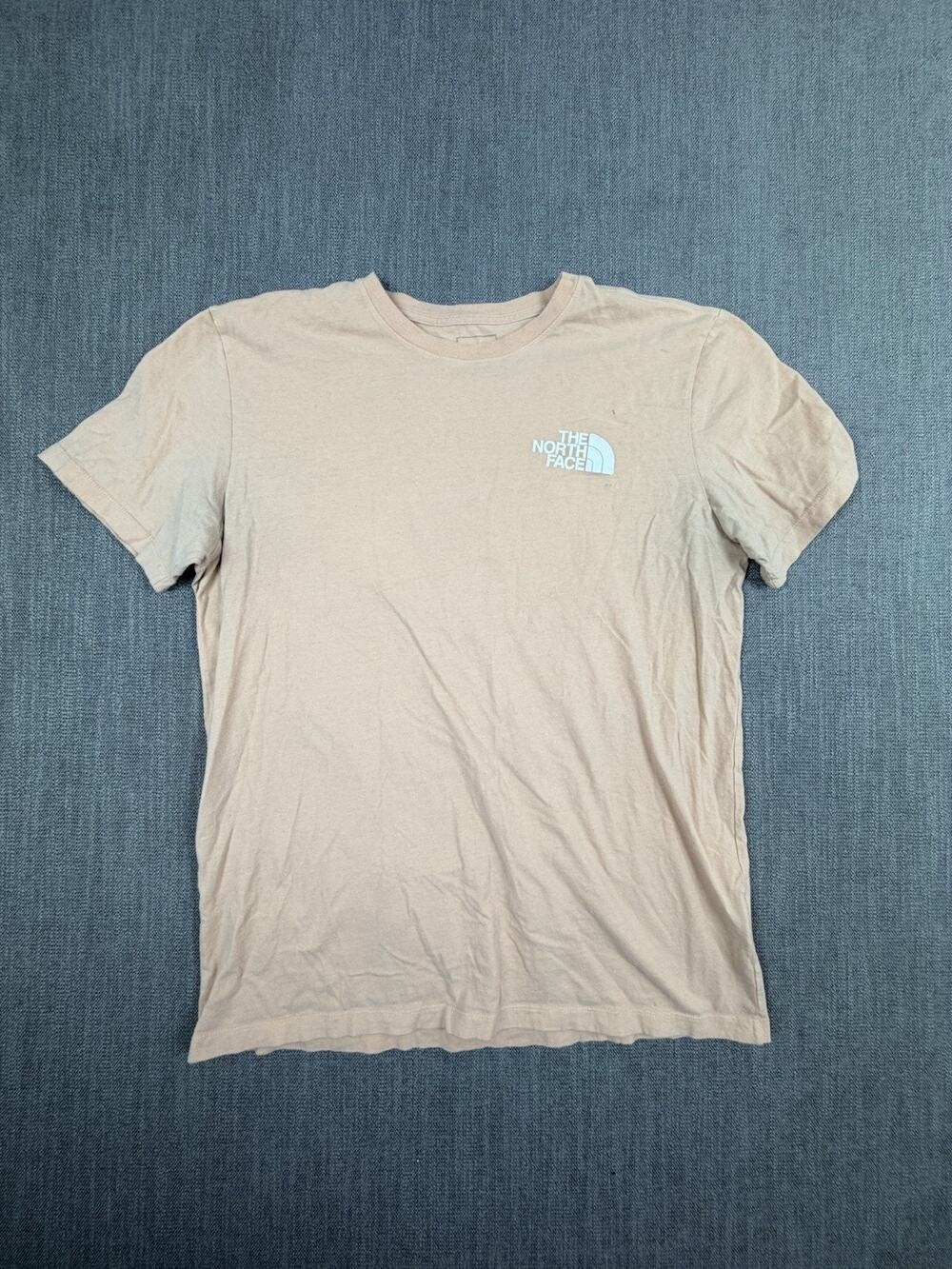 The North Face T-Shirt Mens Large Peach Short Sleeve Cotton Logo Crew Neck
